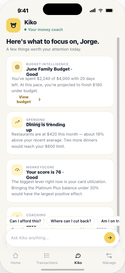 App móvil de Monkey Finance